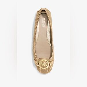 MICHAEL MICHAEL KORS Fulton Metallic Canvas & Leather Moccasin / Ballet flat.  7